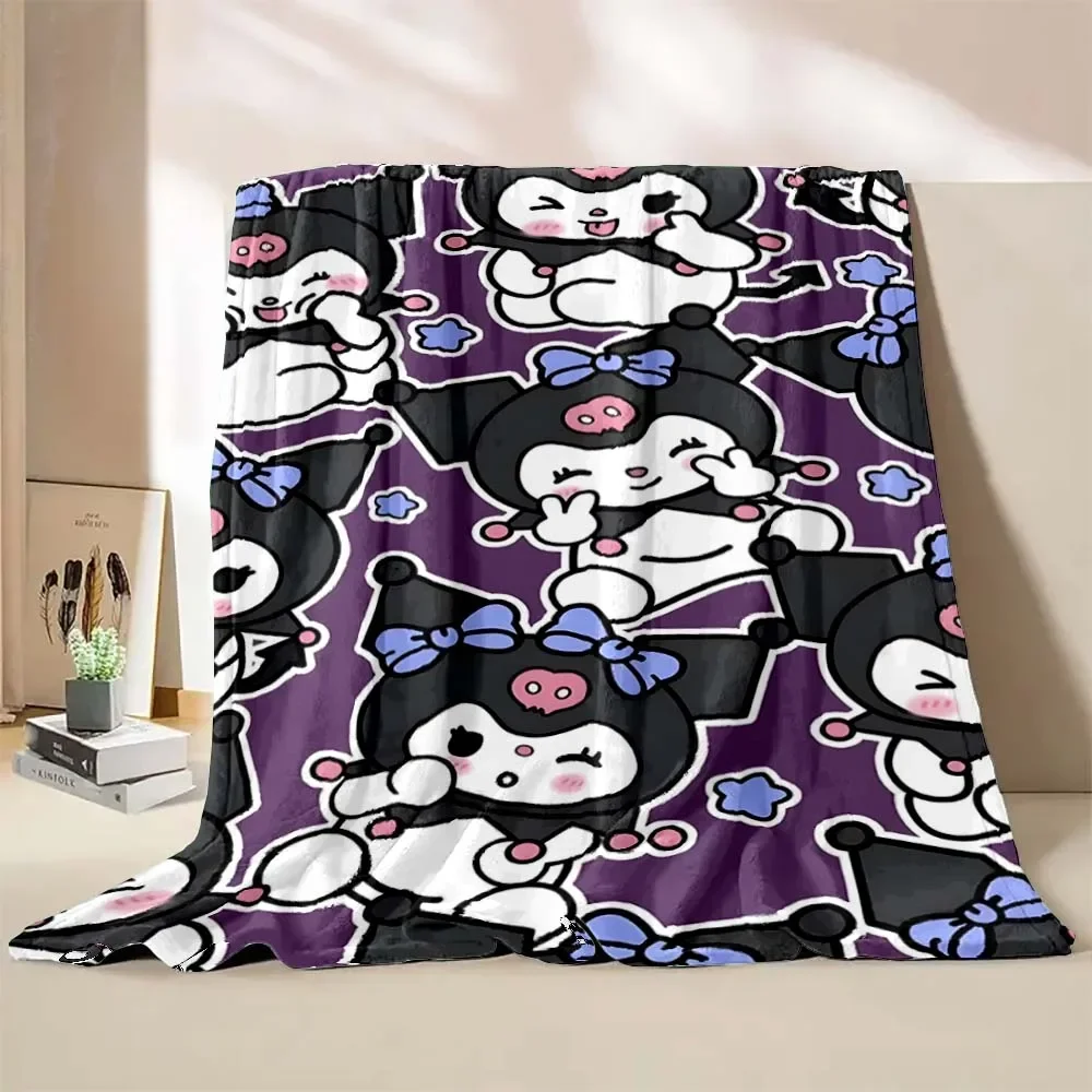 Kuromi  Blanket Soft Fluffy Throw 4 Season King Size Luxury Blanket Kid Adult Sofa Bed Blanket Cover Travel Throw Gift