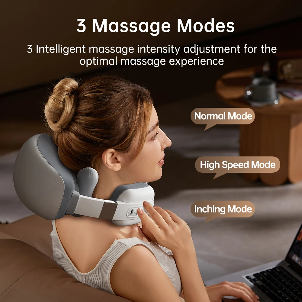 Cordless Neck Massagers with Heat for Deep Tissue Relaxation 3D Emulating Human Hand Skin-friendly Silicone Massage Heads Office