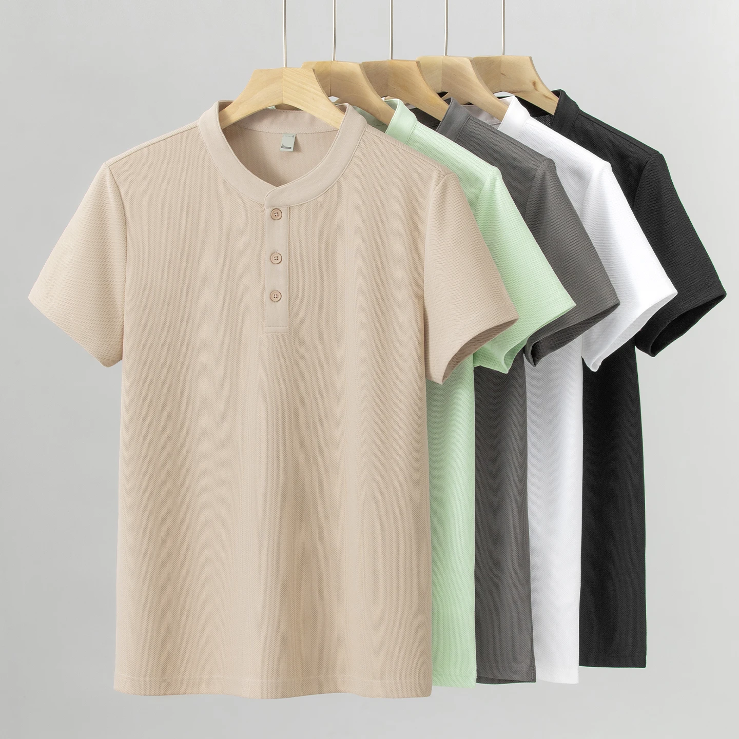 POLO shirt summer men's 10A antibacterial moisture wicking monk collar cotton pearl pine plus size T-shirt top