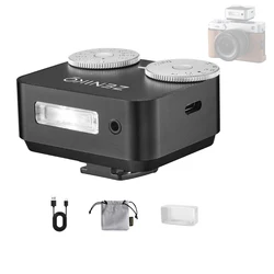 ZENIKO ZA12 Dual Dial Retro Mini Rechargeable Camera Flash Light Speedlite for Canon Fuji XM5 XT3/Sony A7M3 Ricoh GR3/4 Camera