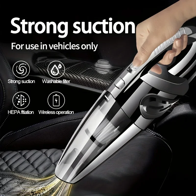 High-Suction 2-in-1 Wireless Car Vacuum Cleaner Wet/Dry Low Noise One-Click Dusting Rechargeable with Accessory Kit Accessories