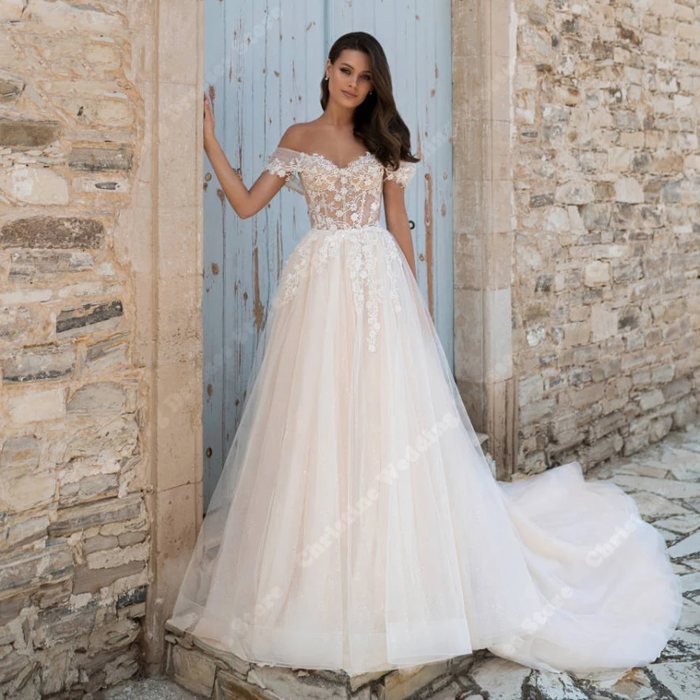 Fascinante vestido De Novia brillante para mujer, Apliques De encaje, personalización avanzada, Vestidos De Novia, dulces Vestidos De banquete De playa