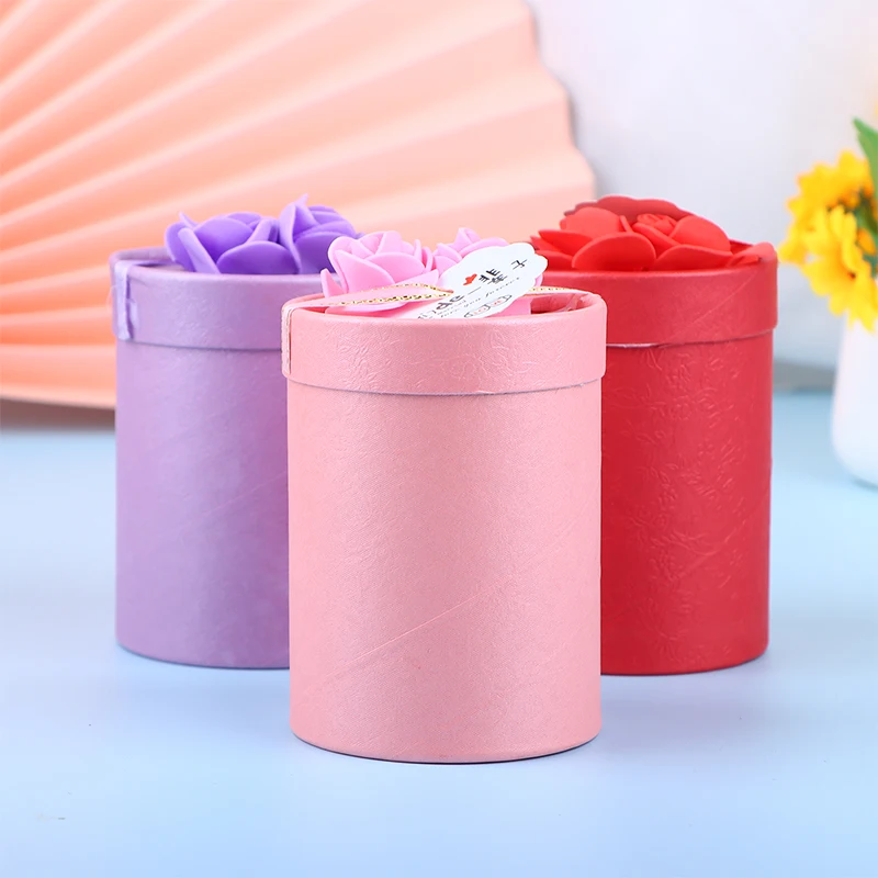 1Pc Round Flower Paper Boxes Gift Packaging Box Lid Flowers Bucket Gift Box Gift Candy Party Wedding Gift Candy Box