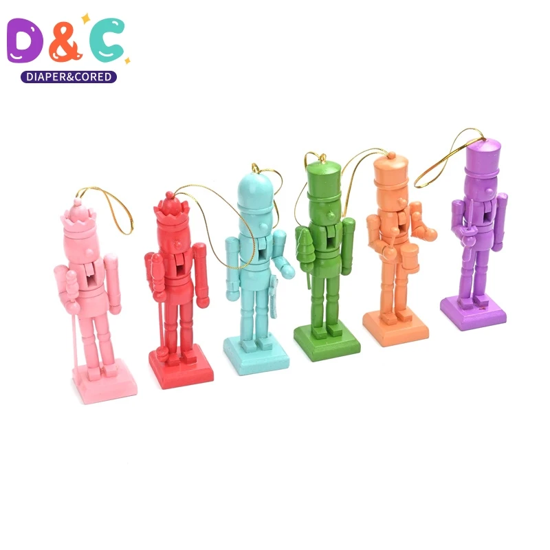 1Pcs 12.5cm New Color Series Classic Cartoons Nutcracker Puppet Ornaments Walnuts Soldiers Band Dolls Miniatures Pendant