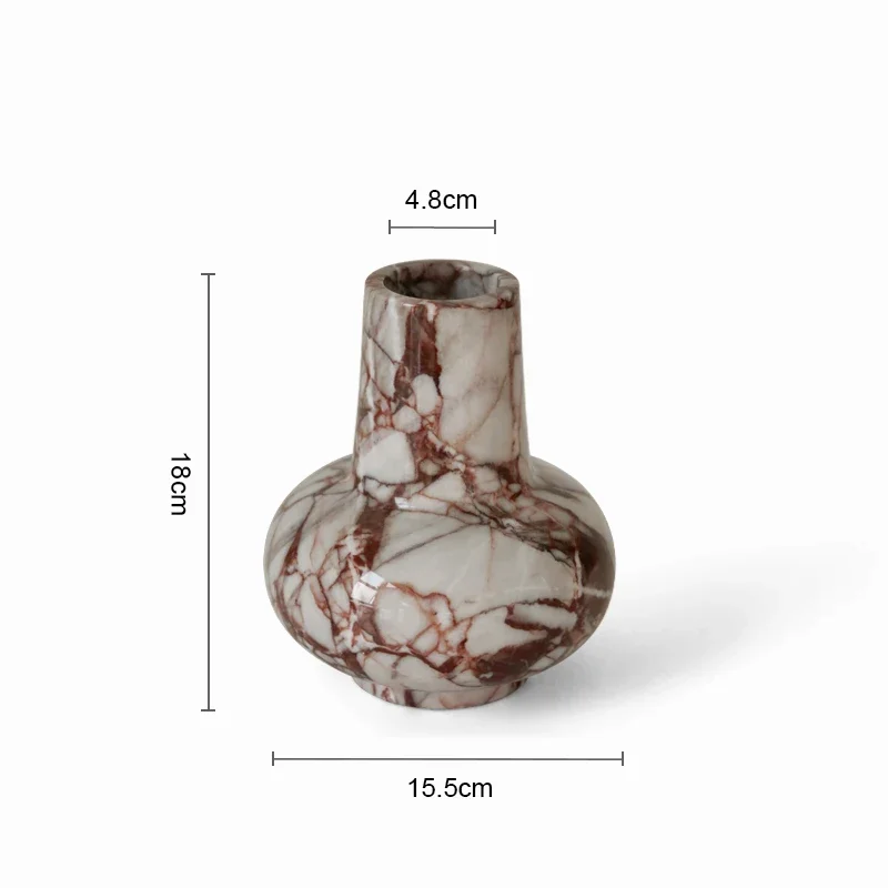 15.5X18cm Italian Marble Vase Desktop Mantel Entrance Channel Caracatta Red Vase Home Decoration