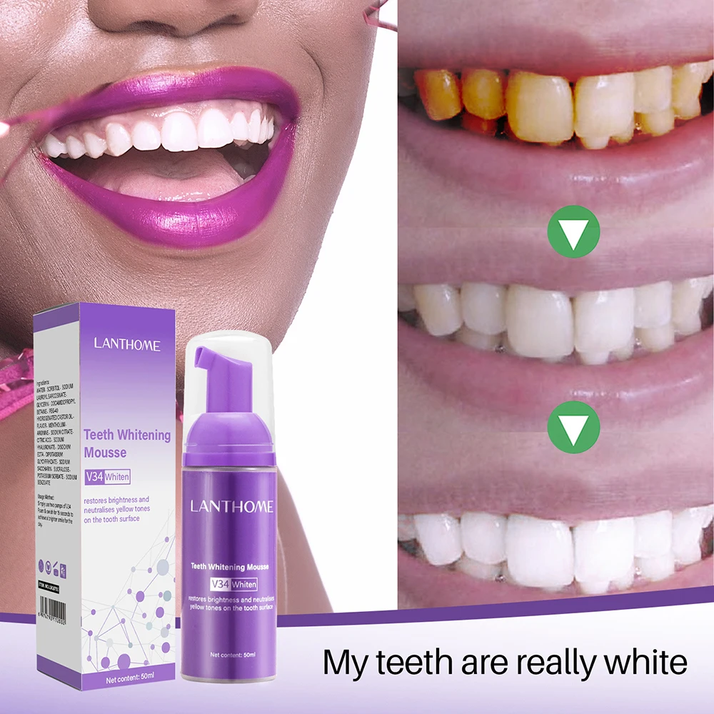 V34 Mousse Toothpaste Teeth Clean Whiten Remove Yellow Plaque Stains Deep Cleaning Cigarette Stains Oral Cleaning Hygiene