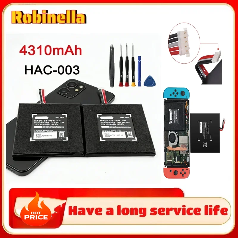 

Аккумулятор HAC-003 4310 мАч, высокопроизводительный, замена для игровой консоли Switch 2017, HAC-003 3.7V 16Wh