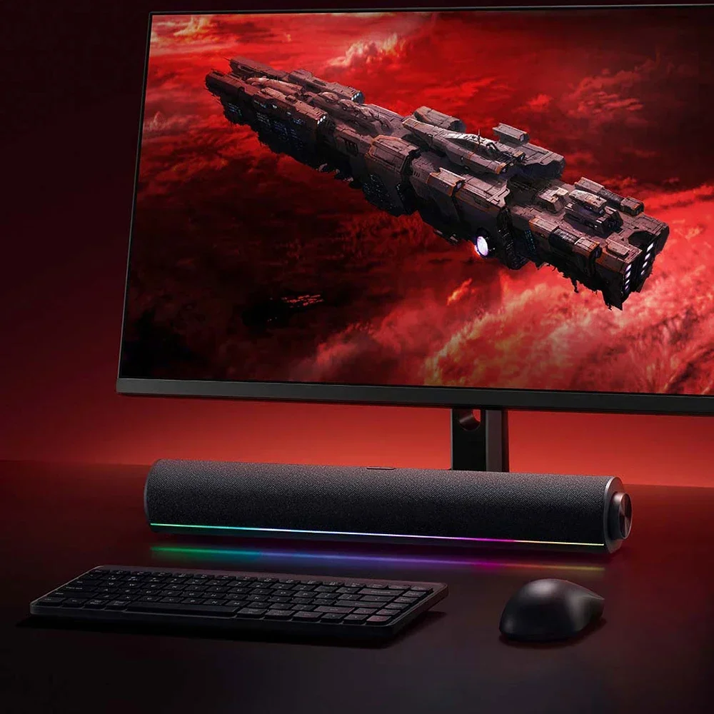 XIAOMI Redmi سماعات الكمبيوتر أربعة وحدات ثنائية القناة ستيريو RGB الضوء المحيط بلوتوث 5.0 المدمج في مقبض الميكروفون التحكم
