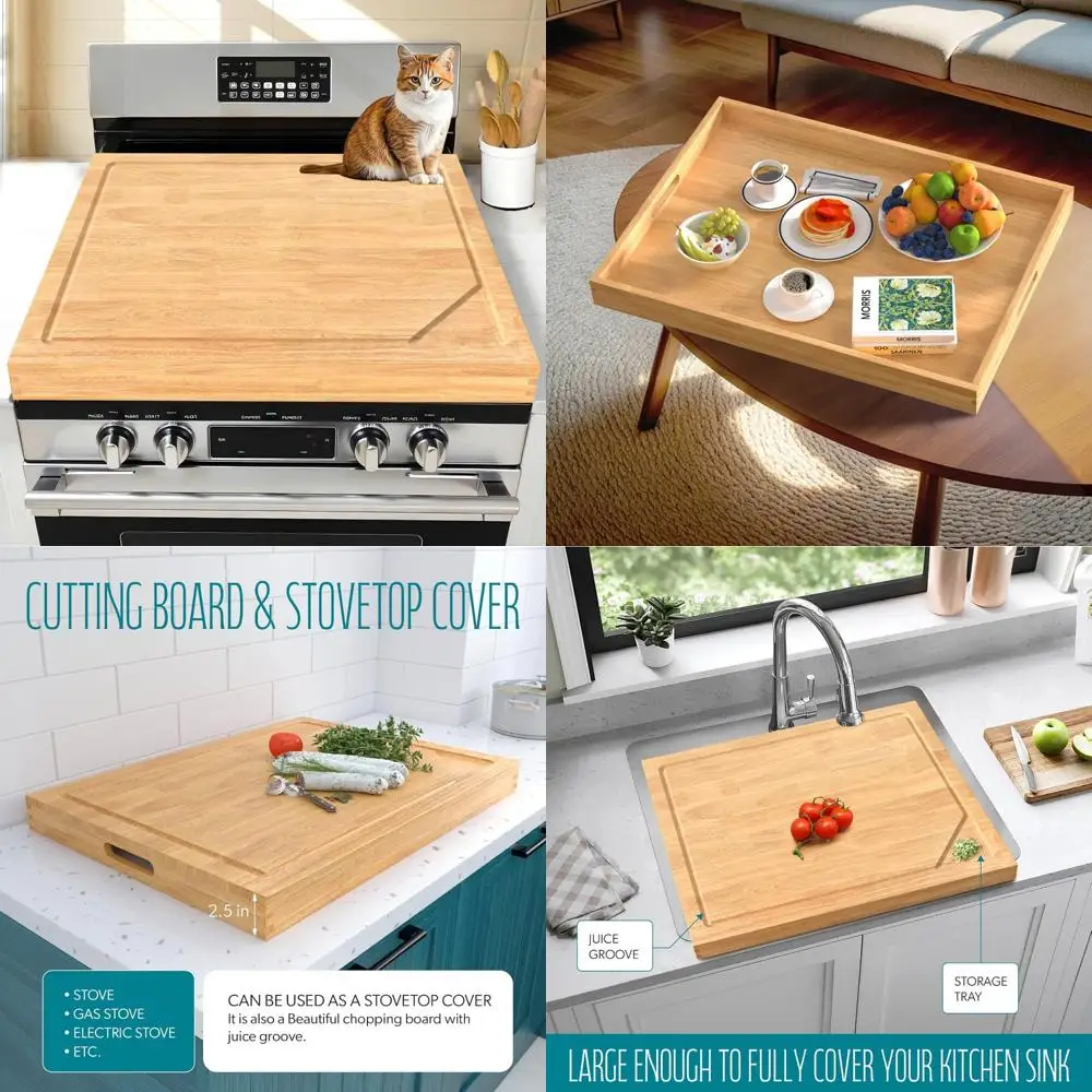 

3-in-1 Kitchen Multi-Tool: 30x22 Electric Stove Cover, Over-the-Sink Cutting Board, Gas Stove Protector - 28.9x20.8 Inner Dimens