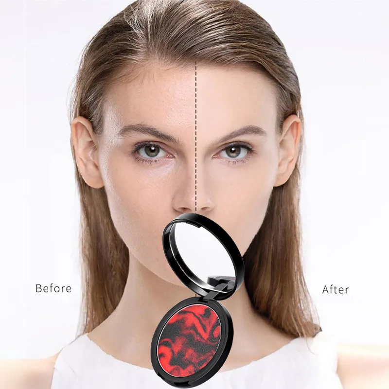 แป้งฝุ่นสีลาเวนเดอร์สำหรับผู้หญิงคอนซีลเลอร์กันน้ำควบคุมความมันติดทนนานแป้งแต่งหน้าแบบหลวมขนาดกะทัดรัดแบบพกพา