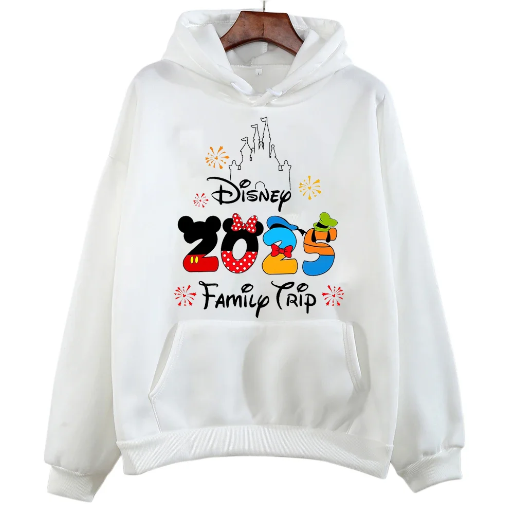 Autumn Winter Fashion Trend Funny 2025 Disneyland Travel Graphic Hoodies for Women Kawaii Pullover Tops Casual Couple Sweatshirt