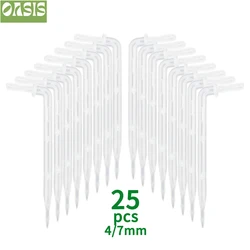 OASIS Transparent Bend Arrow, Dripper de Mangueira, Drip Emitter, Water Saving Sprinkler, Micro Irrigação Jardim, Estufa, 4mm, 7mm, 25x, 1/4''