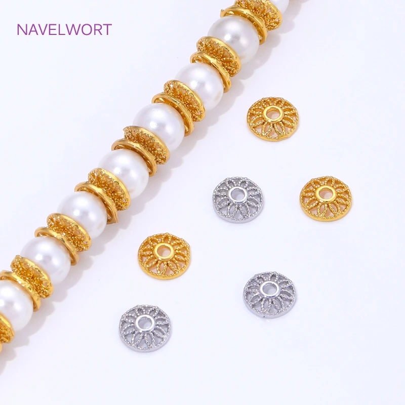 

шапочки для бусин 18-каратное позолоченное латунное круглое колпачки для бусин, металлические проставки для бусин для изготовления браслетов, колпачки для бусин, аксессуары для ювелирных изделий