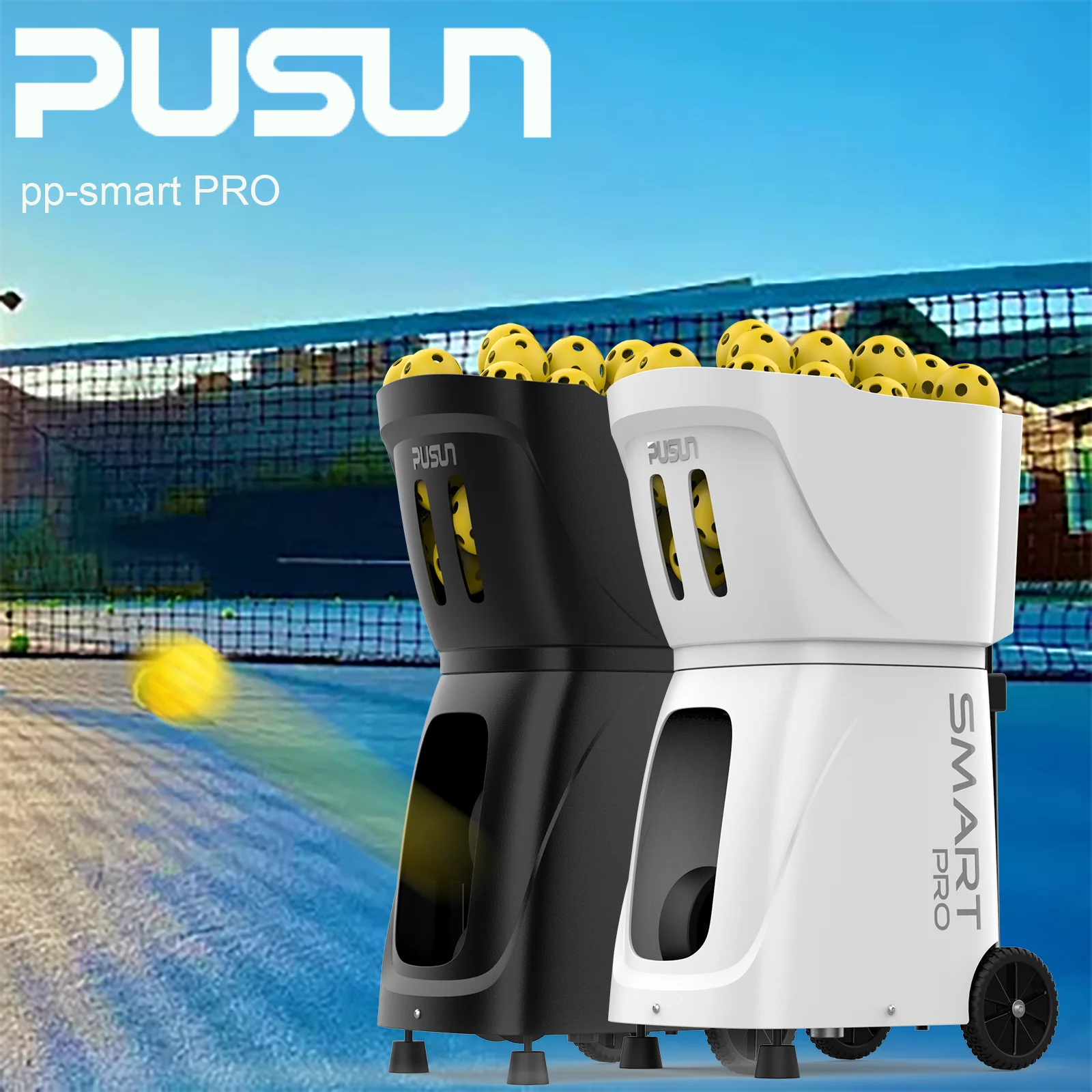 PUSUN Pickleball Machine, PP-Smart Pro Pickleball Machine for Professional Tennis, Support App&Remote Control, Hold 85+Balls