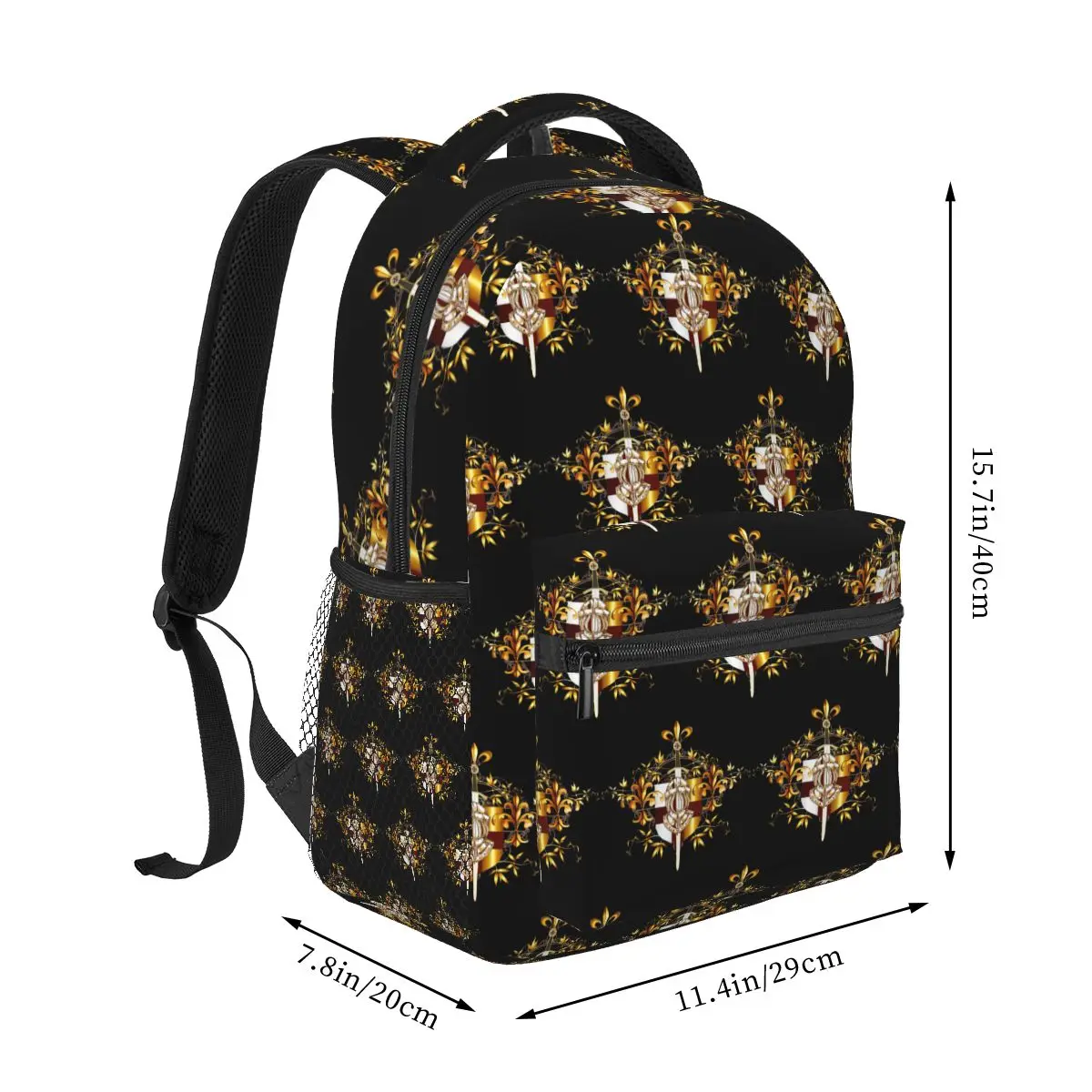 Knights Templar Cross Shield Symbol Medieval Sword Emblem Secret Order Backpack Student Boys Girls BookBag Computer Shoulder Bag