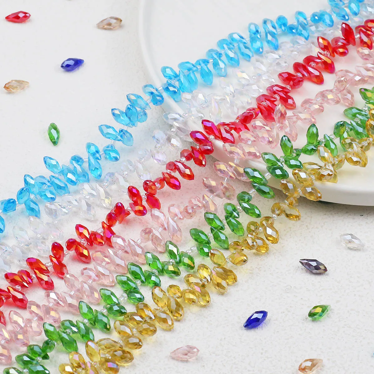 5x8mm Glass Water Drop Faceted 50pcs Austrian Crystal Spacer Loose Beads For Jewelry Making Bracelets Necklaces DIY Accessories