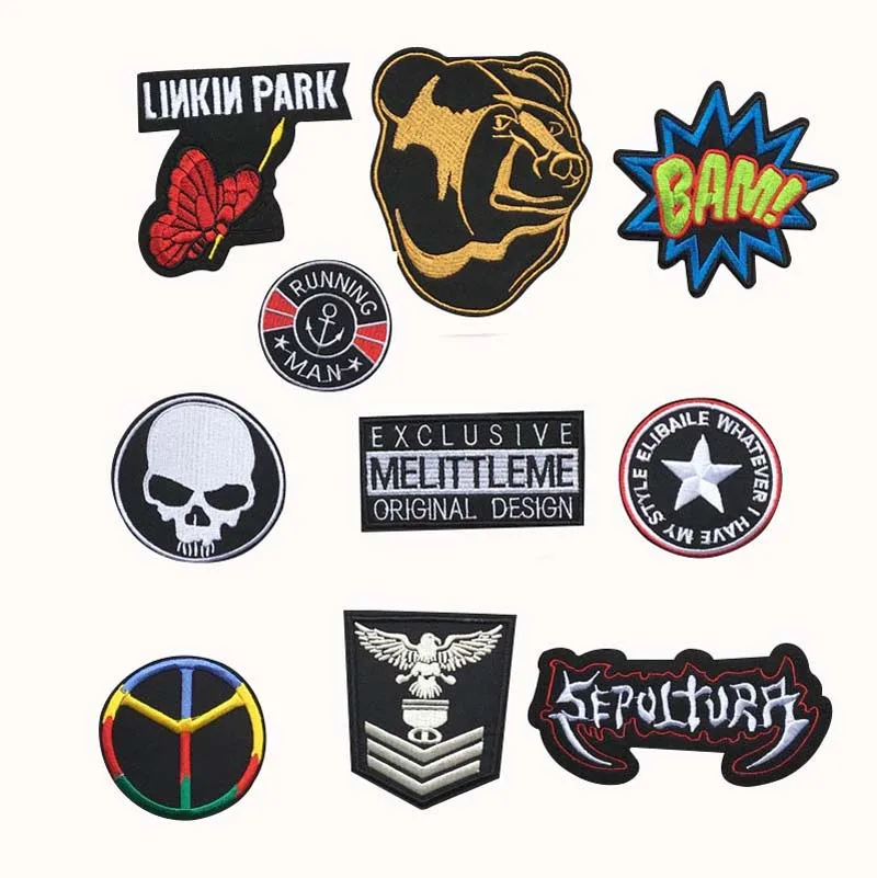 12 Stück aufbügelbare Stickapplikationen für Kleidung, thermoadhäsive Patches, Punk-Rock-Musikband-Abzeichen zum Aufbügeln, DIY für Kleidung, Jacken – Detail 2