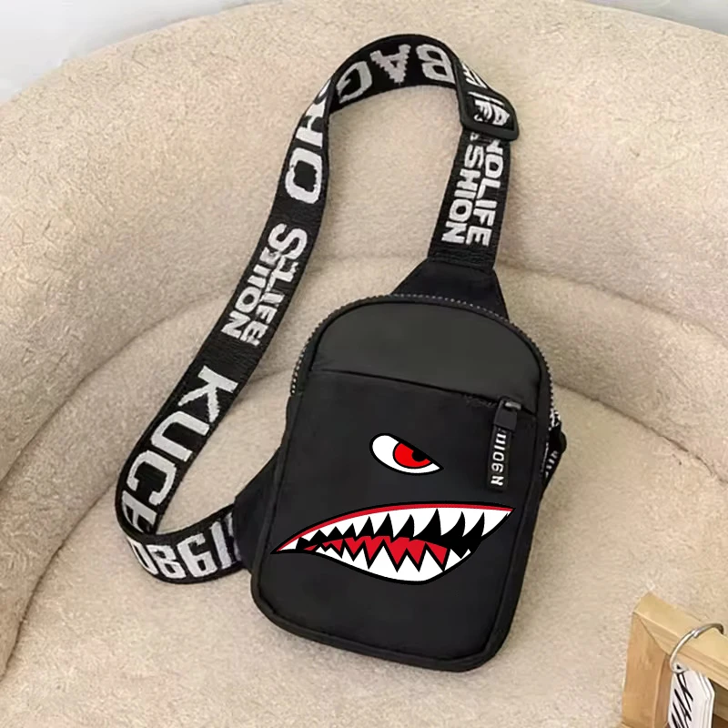 Shark Mouth Design Sports Chest Bags for Adult Small Mobile Phone Messenger Pack Waist Pouch Multi-function Carry-on Bag Gift