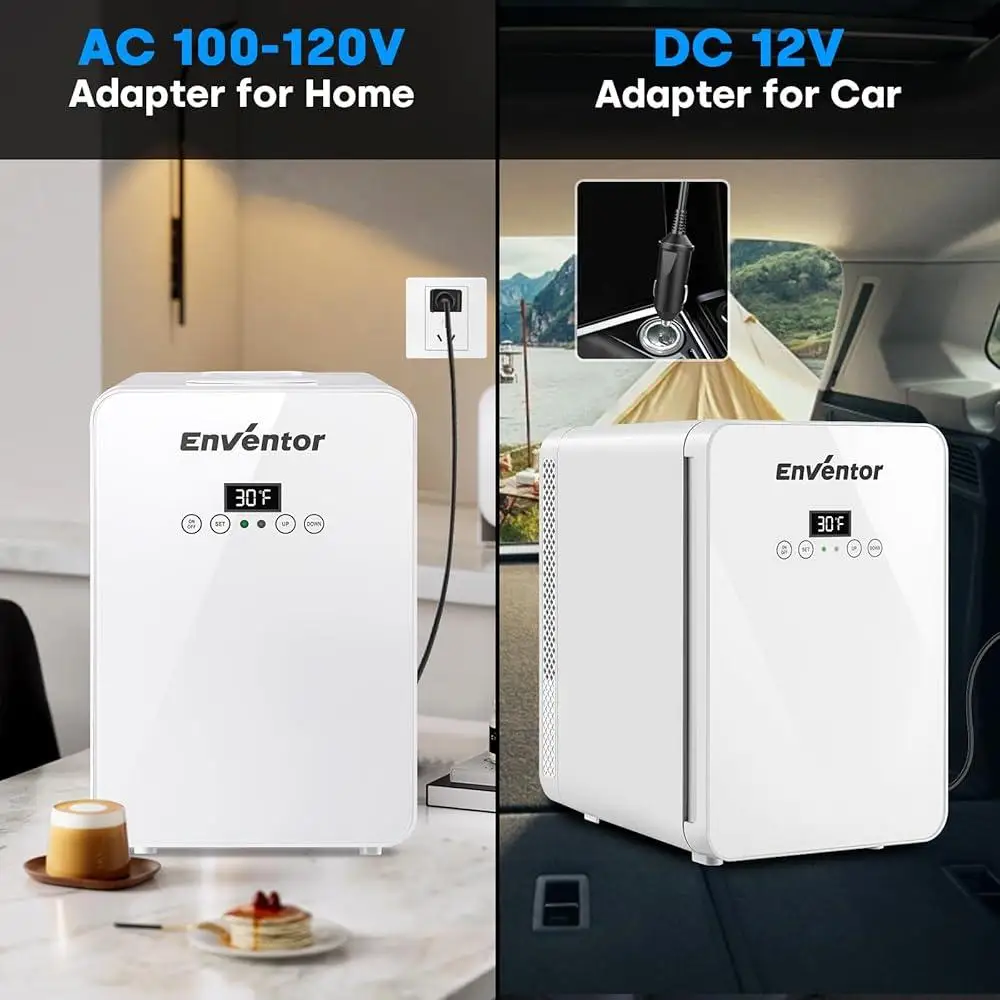 ثلاجة صغيرة لمستحضرات التجميل، ثلاجة محمولة تعمل بالتيار المتردد والتيار المستمر، مبرد طاقة، ثلاجة للعناية بالبشرة مع شاشة LCD لدرجة الحرارة، مسكن للسفر