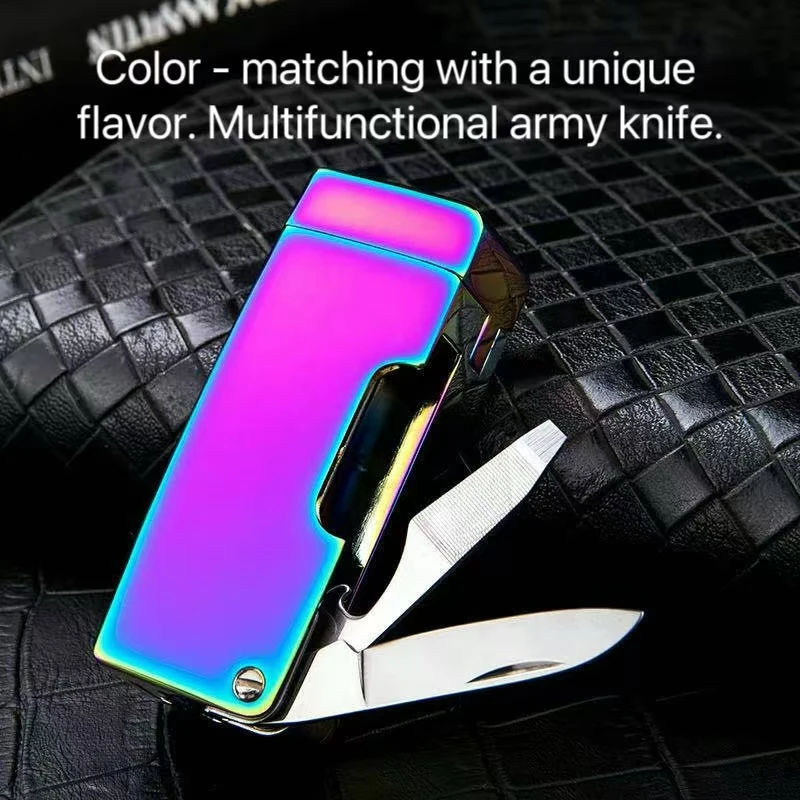 

Personalized Colorful Double Arc Lighter Metal Material Induction Switch Battery Display USB Charging Multi functional Lighter