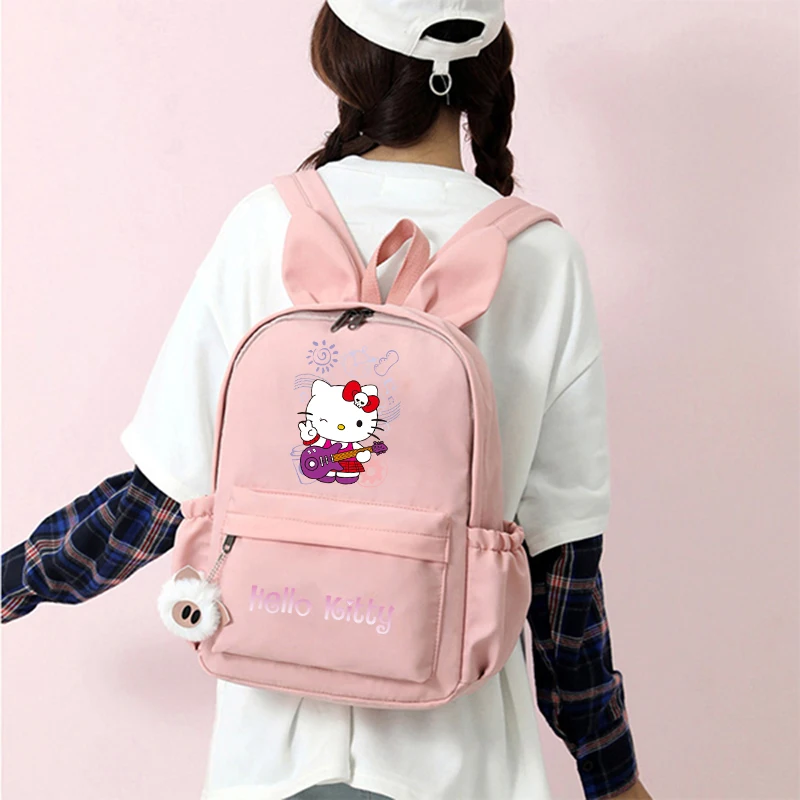 Sanrio Hello Kitty Cute Rabbit Ears Girls Boy Cartoon Children Backpack Lightweight Women Waterproof Bags Gift Student Schoolbag