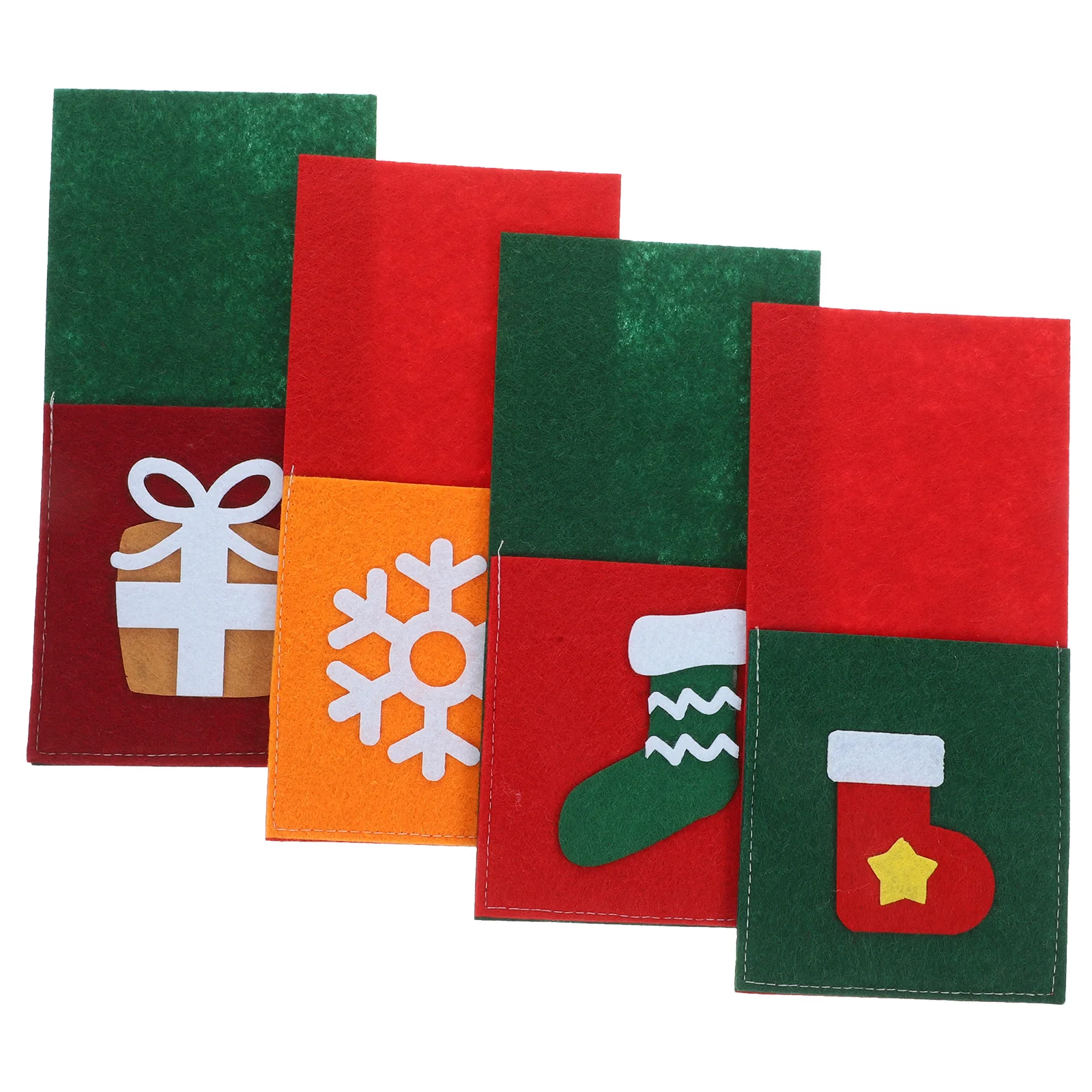 

4 Pcs Cutlery Bag Set Felt Silverware Holder Wrapping Bags Minitableware Storage Cloth Pouch Party Banquet Christmas Decor