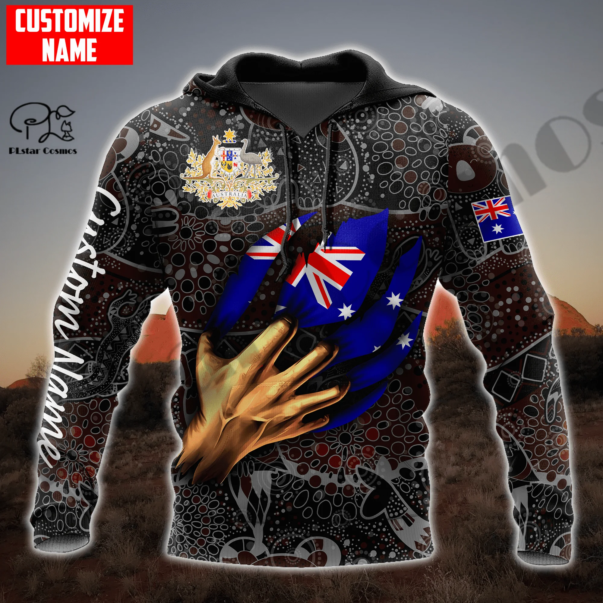 PLstar Cosmos 3Dprint Newest Australia Flag Custom Name Art Harajuku Streetwear Causal Unique Unisex Hoodies/Sweatshirt/Zip A-3