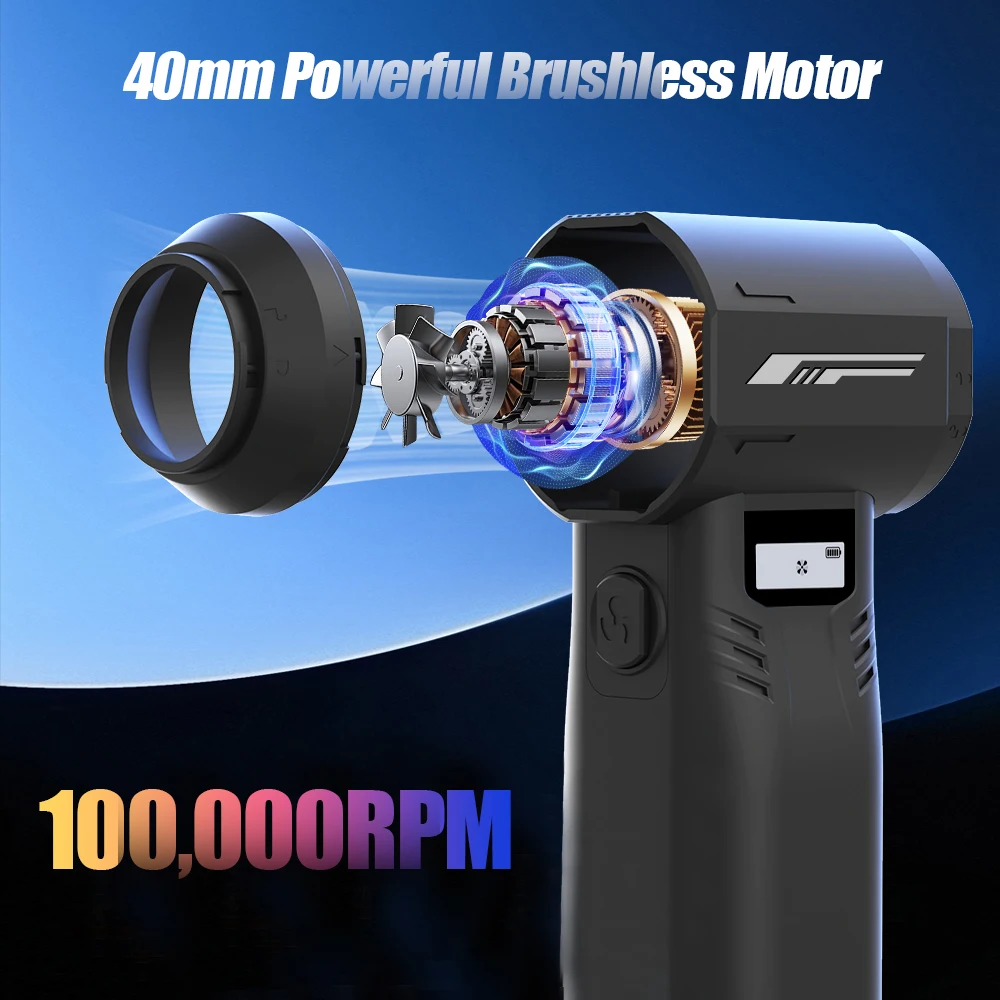 Ventilatore elettrico di livello professionale, ventilatore a turbina regolabile a 10 velocità da 90.000 giri/min, polvere e neve a turbina ultrapotente
