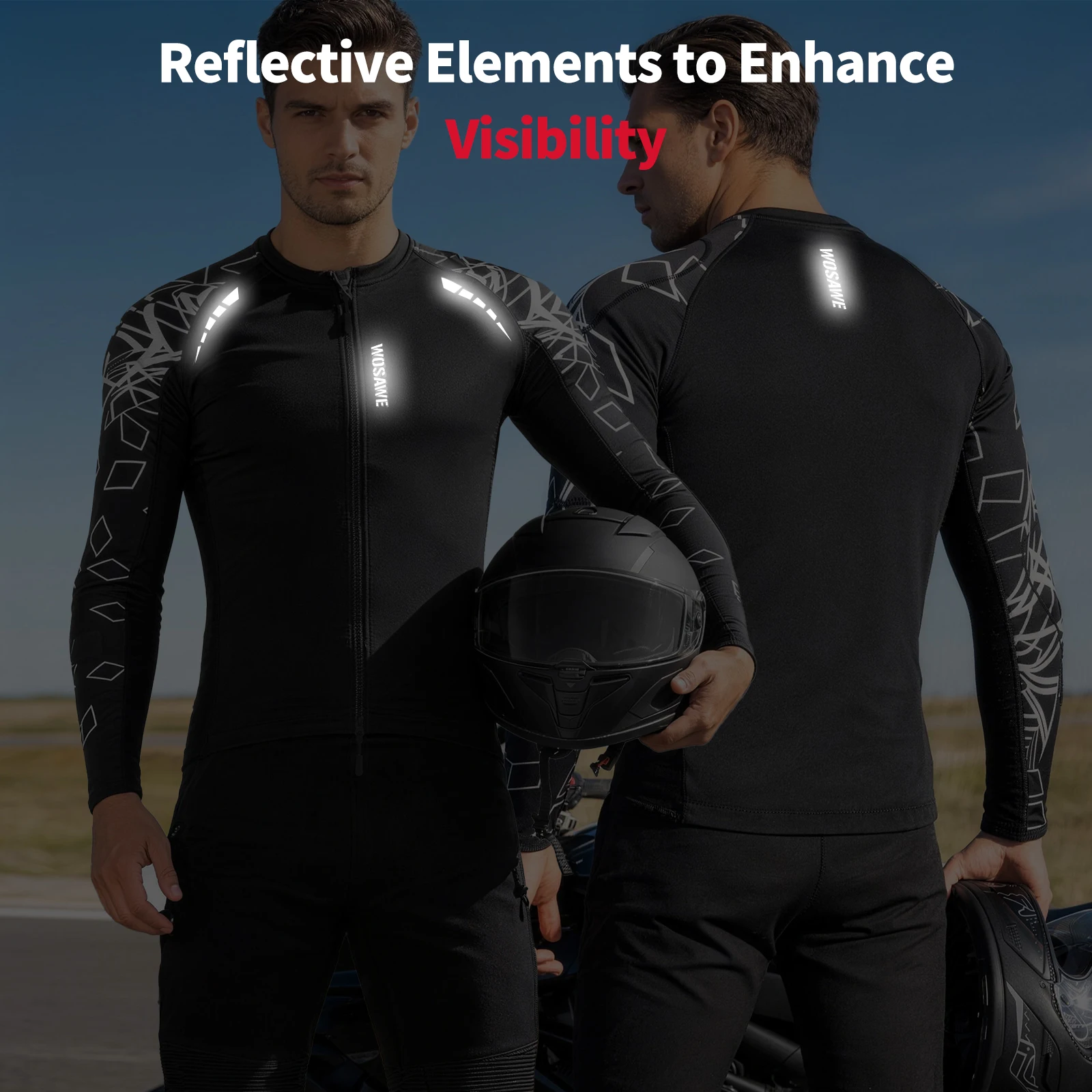 WOSAWE Men Summer Motorcycle Jacket For Men Breathable Off-road Jacket Night Reflective Motorbike Riding Coat