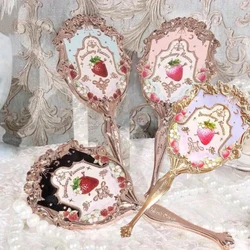 Flower Knows Violet Strawberry Rococo Series Hand Mirror Makeup Mirrors Portable Mirror with Handle