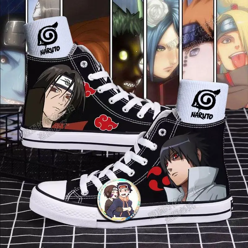 

Новые кеды унисекс 2026 года «Наруто»: высокие аниме-кроссовки с граффити, нескользящие, с изображением Учихи Саске, идеальный подарок на праздник