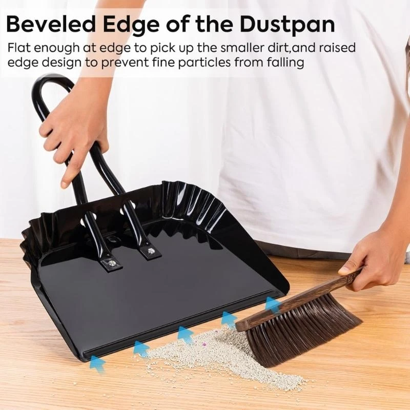 

17 Inch Metal Large Handheld Dustpan and Hand Broom Brush Set for Sweeping Small Items in Indoor and Outdoor Space D2RD