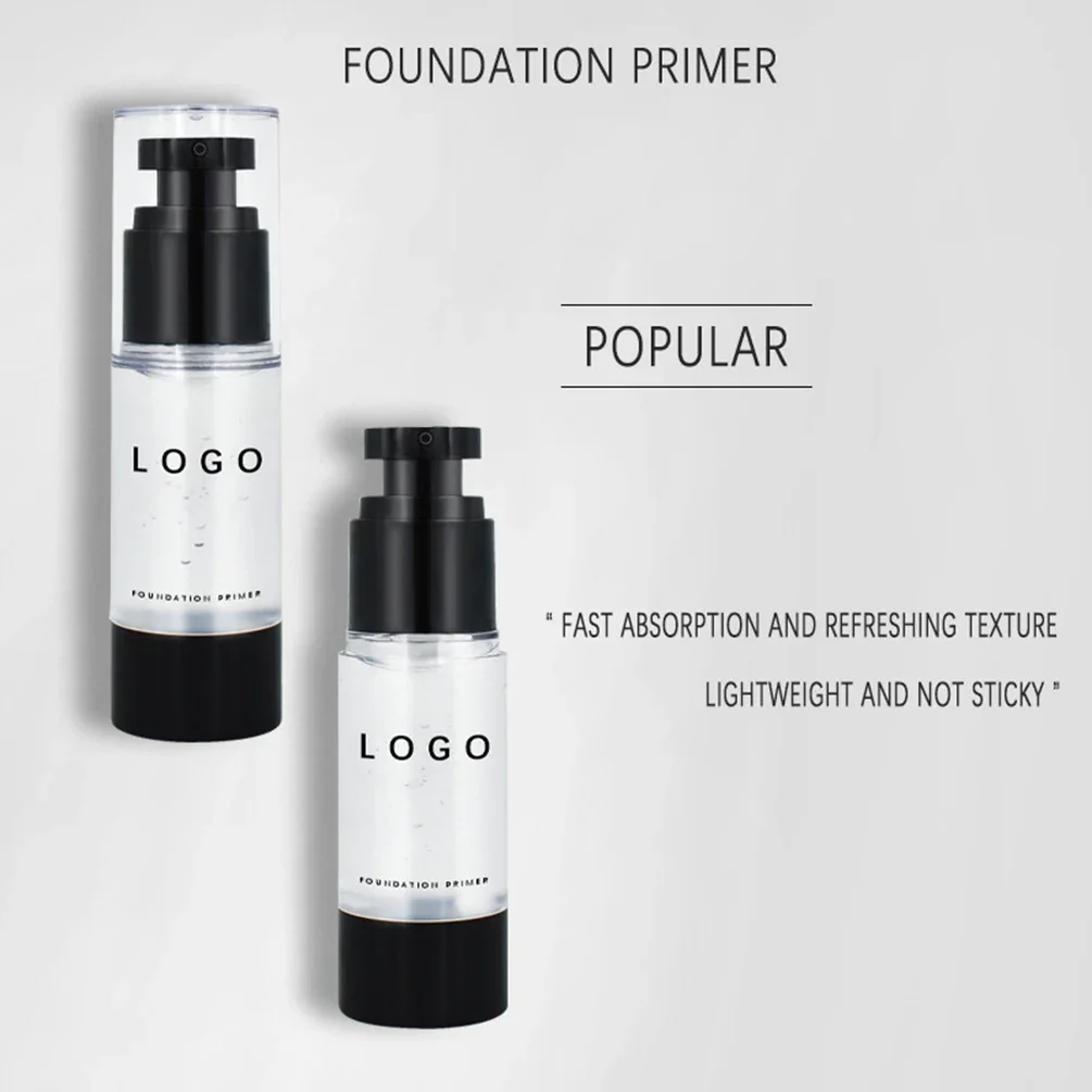 Private Label Facial Primer Aangepast logo Langdurige waterdichte oliecontrole Vocht Transparante fles Make-up Groothandel