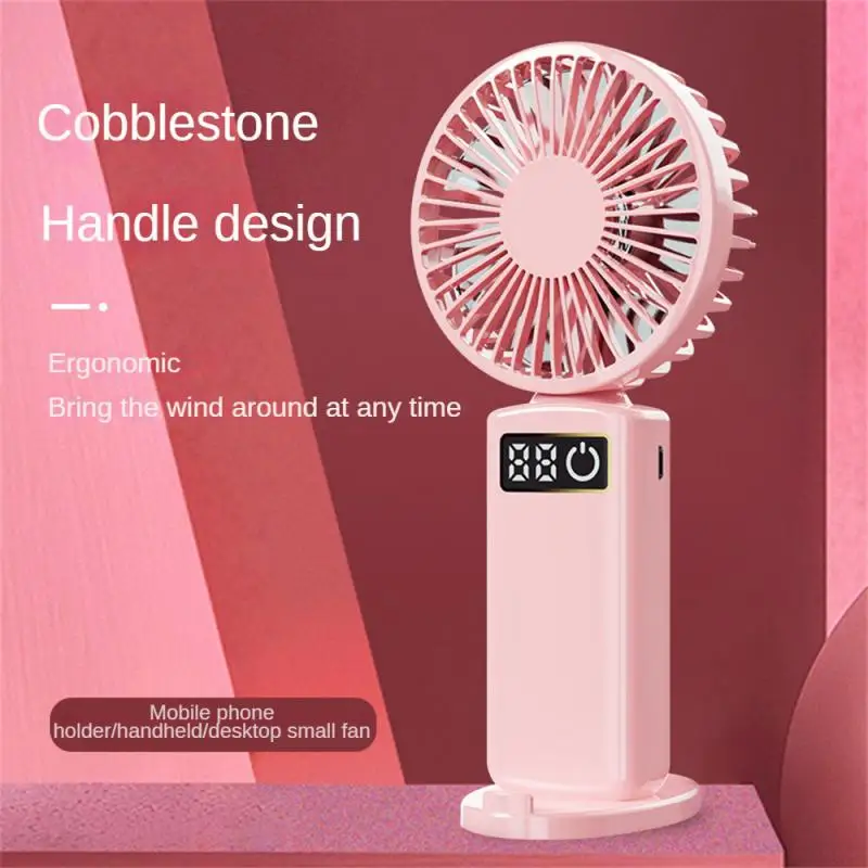 2023 New Fan Portable Digital Display Handheld Fan Office Desktop Silent Multifunctional Electric Fan with Mobile Phone Holder