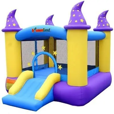 Inflatable Bounce House Bouncer, Spacious Bouncing Area with Fun Slide, Safe hook-and-loop fastener Entrance, Basketball