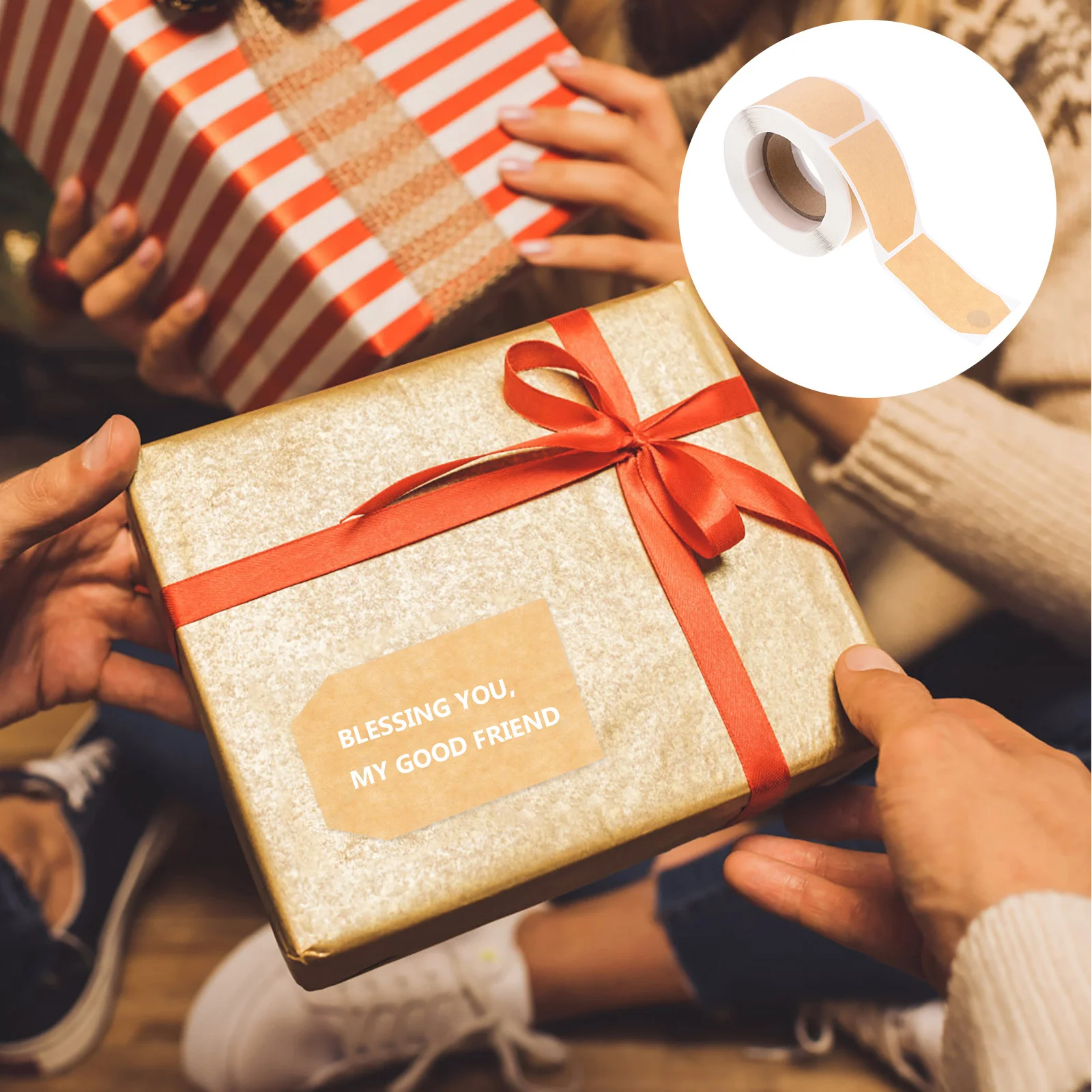 

2pcs 2 Rolls Blank Kraft Paper Labels Sticky Name Tag Stickers For Organizing Sorting Scrapbooking Removable Self-Adhesive Tabs