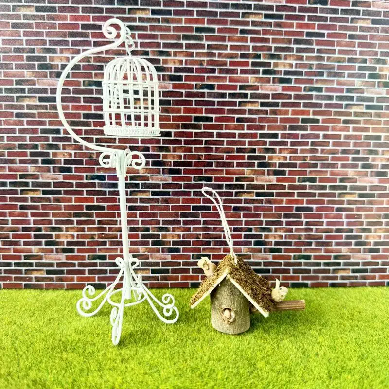 1Pcs 1: 12 Dollhouse Miniature Retro Bird Nest Small House Pendant Model For Doll House Decor Kids Pretend Play Toys Gift