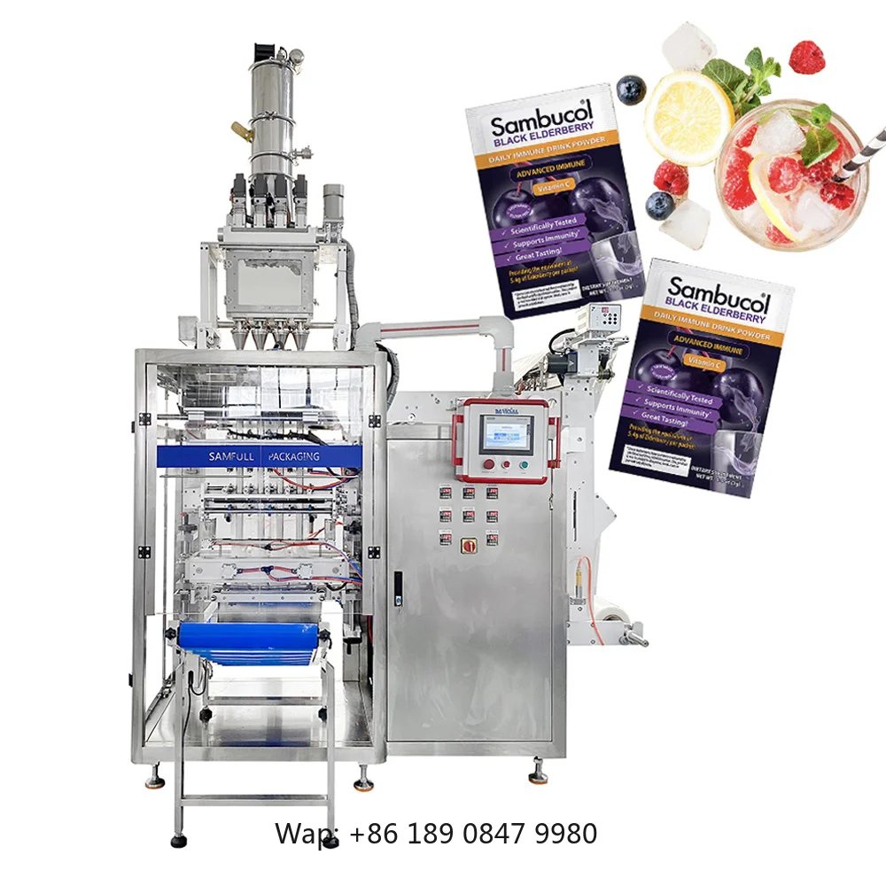 【Hot】Automatic Multilane 4 Sides Seal Sachet Lemon Flavoured Instant Powder Drink Packing Machine