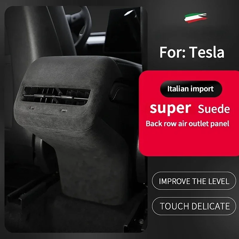 

For Tesla Model 3 2019-2023 Model Y 2020-2024 Rear Air Vent Outlet Cover Super Suede Interior Anti Scratch Car Accessories