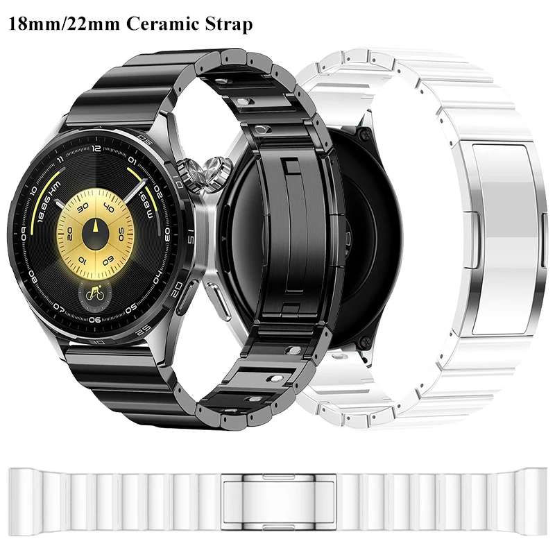 Керамический ремешок 18 мм, 22 мм для Huawei Watch GT6 Pro, GT5 Pro 46 мм, быстросъемный браслет для Huawei Watch 5 42 мм, GT5, GT4 41 мм
