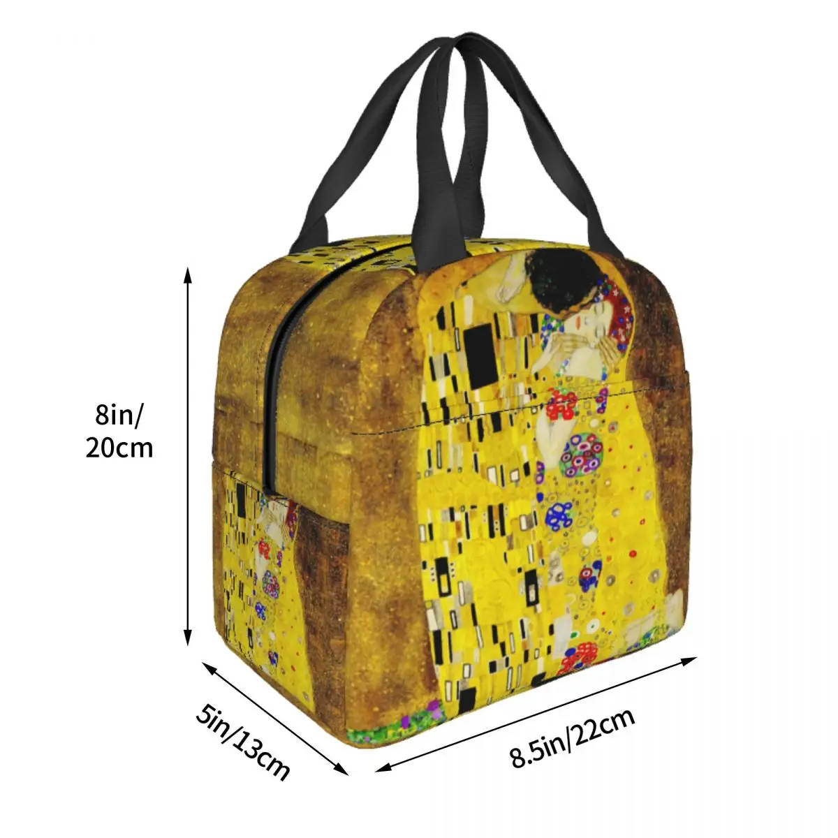 The Kiss by gustav Klimt กระเป๋าใส่ข้าวกลางวันเก็บอุณหภูมิแบบพกพาระบายความร้อนกล่องเบนโตะสำหรับผู้หญิงเด็กโรงเรียนกระเป๋าโท้ทอาหารปิกนิก
