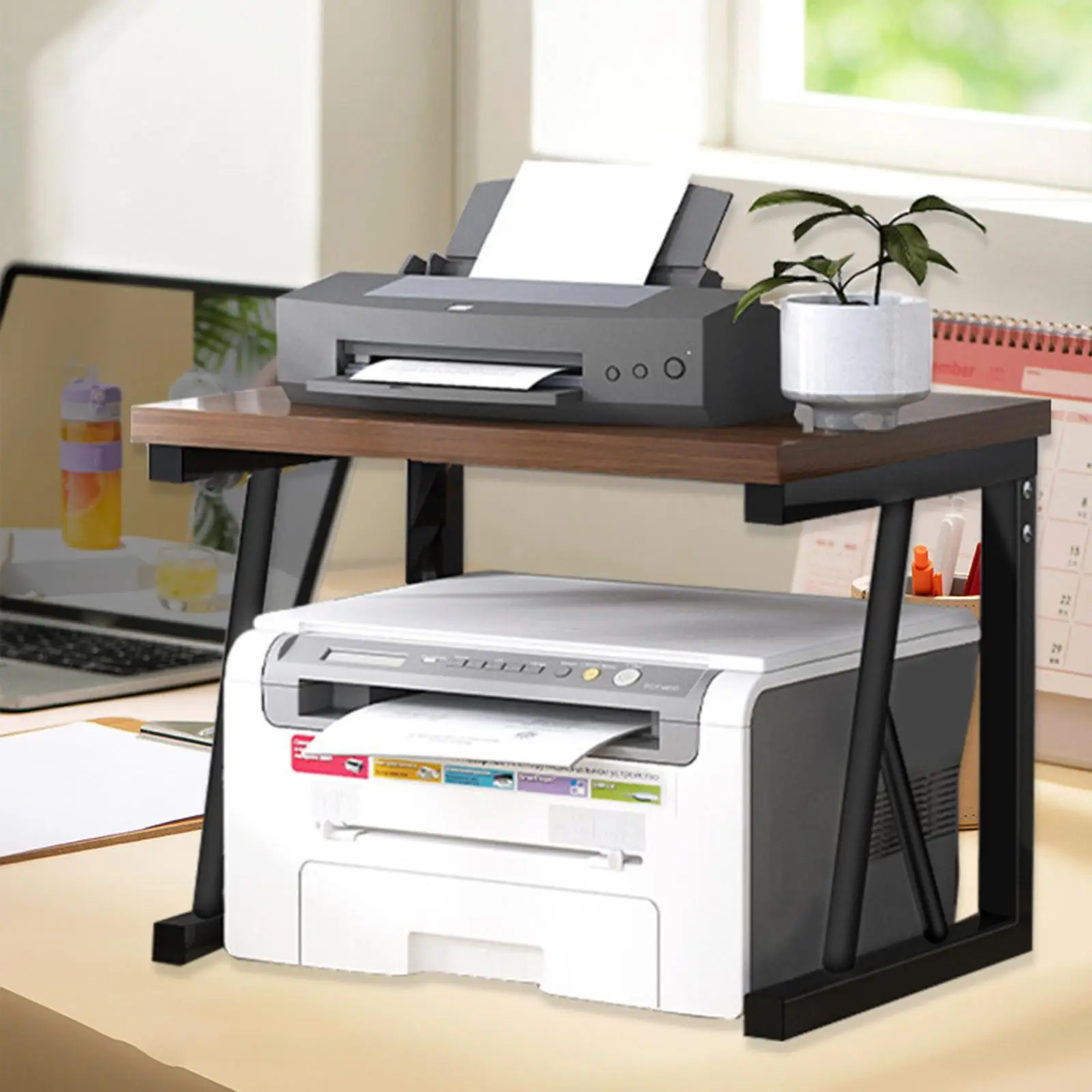 Desktop Printer Stand Printer Riser under Desk 2 Tier Desk Organizer Shelf