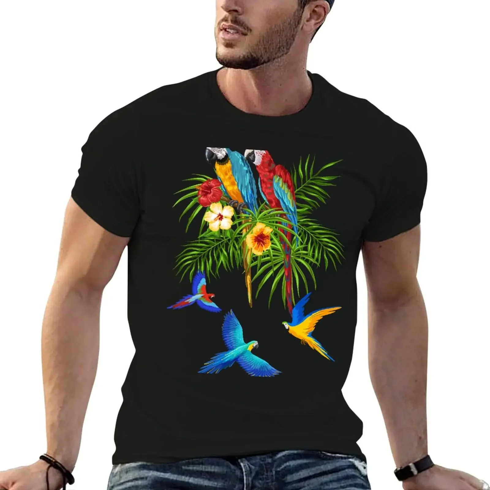 

Parrots T-Shirt Short sleeve tee shirts graphic oversized graphic tee cute clothes tee shirts for men