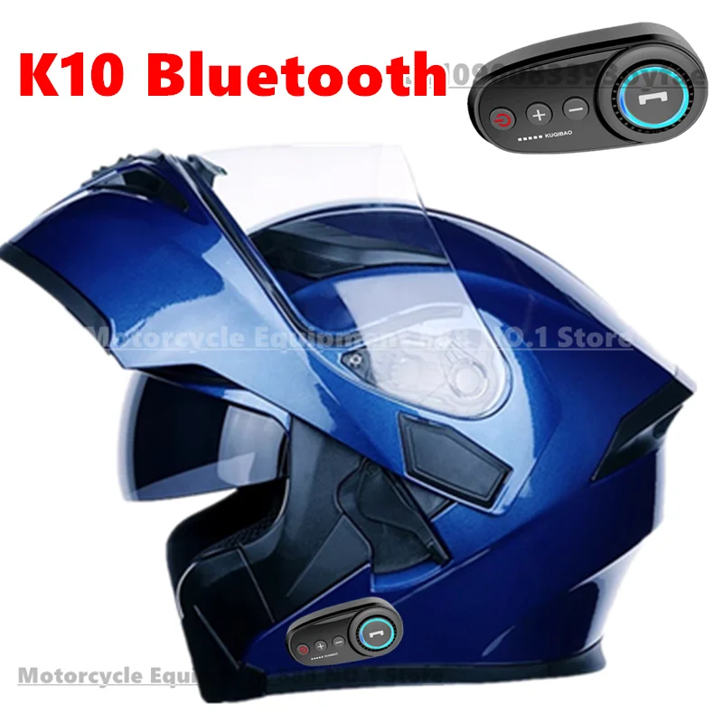 

Motorcycle Flip Up Helmet with K10 Bluetooth Dual Lens Casco Moto Cool Motorcycle Helmet Full Face Casco Motorbike Helmets