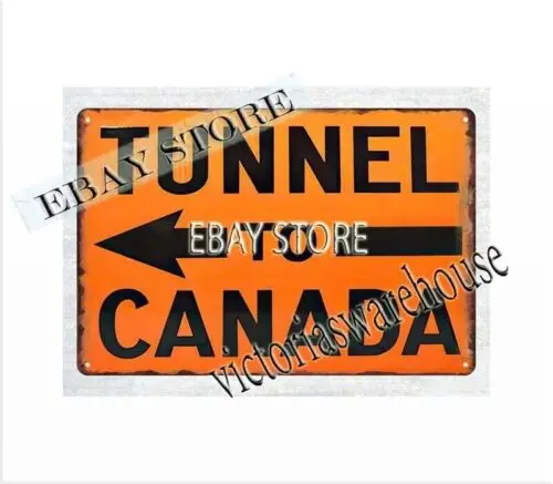 Tunnel To Canada Metall-Blechschild für den Innen- und Außenbereich, Küchenwanddekoration, Aluminium