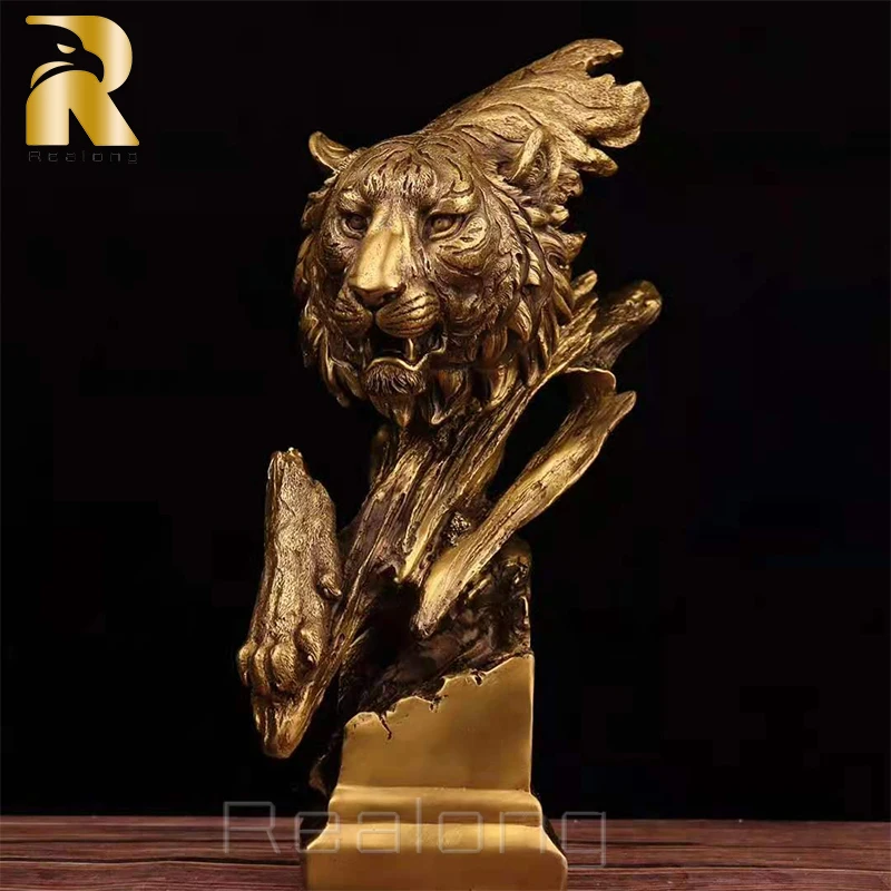 

38cm Bronze Tiger Statue Bronze Tiger Sculpture Animal Bust Bronze Casting Art Figurine For Home Decoration Ornament Gifts