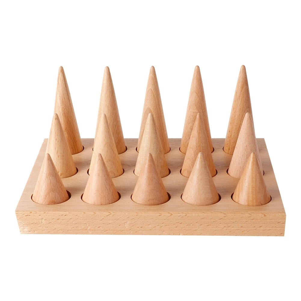 Wooden 15 Fingers Display Ring Holder Showcase Stand Jewelry Rings Organizer