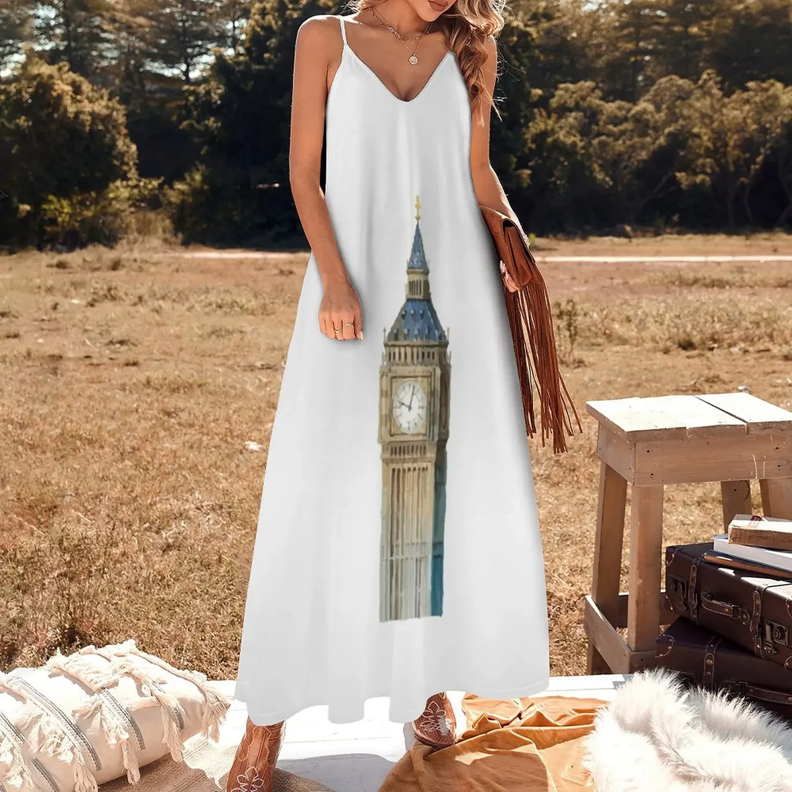 Big Ben Tower - London gaun tanpa lengan gaun elegan gaun lengan panjang gaun