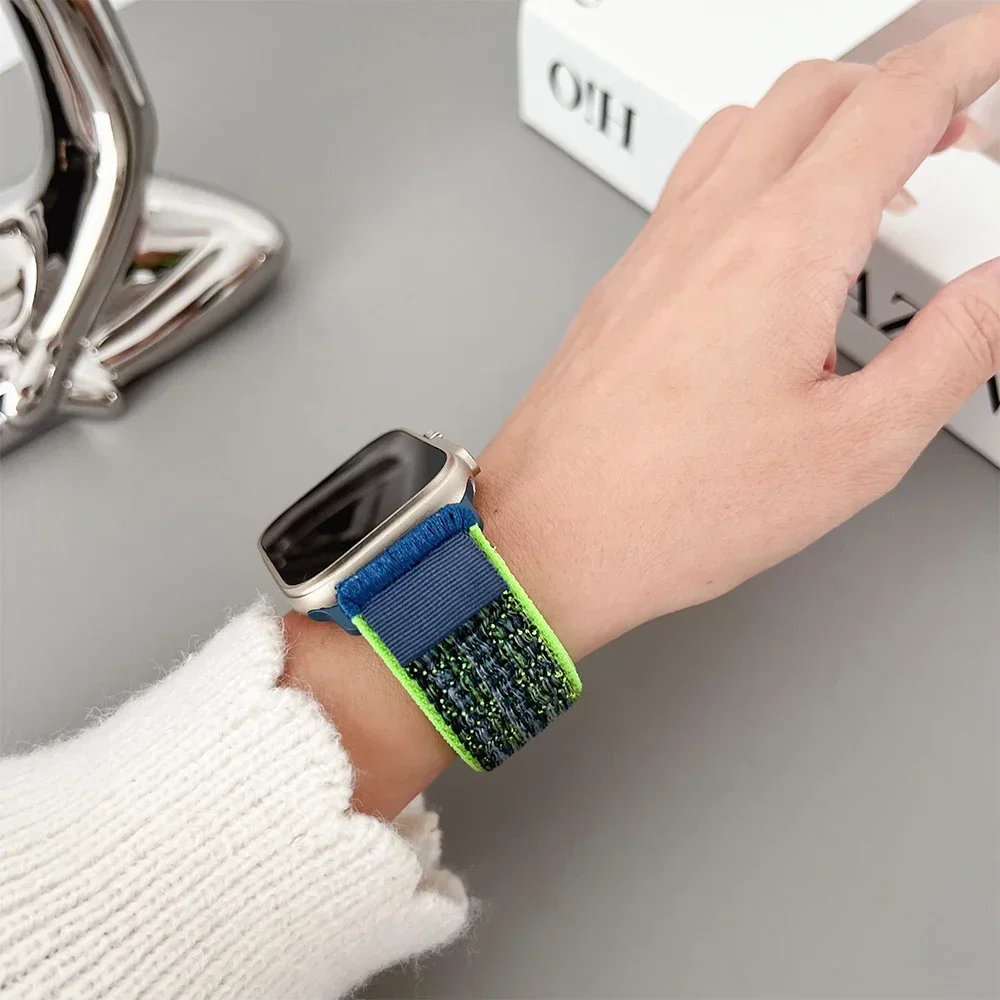 애플 워치 밴드용 나일론 스포츠 루프 스트랩, 나이키 손목 밴드 팔찌, 아이워치 9, 8, 7, 6, 5, SE 울트라 2, 49mm, 45mm, 44mm, 41mm, 38mm, 42mm