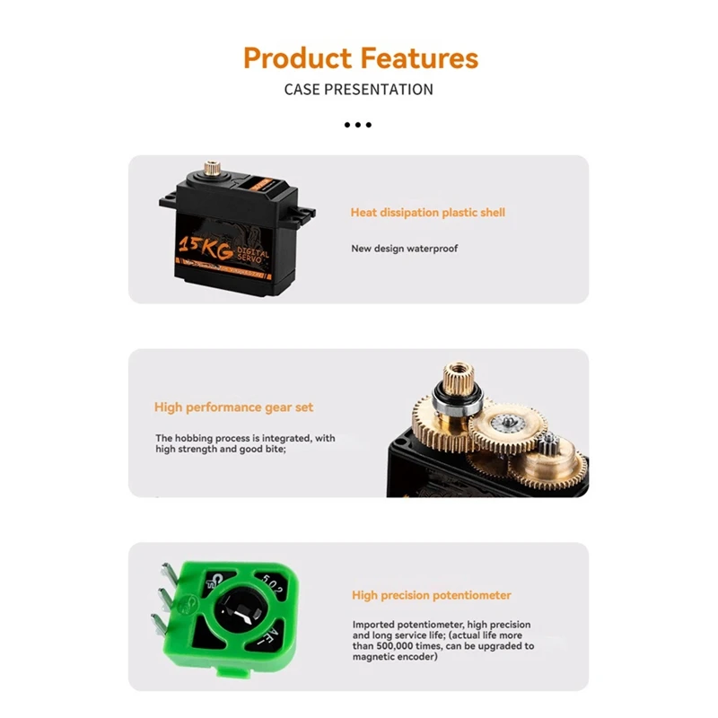 Mini Servo 15KG Metal Gear Micro Digital Servo High Torque Anti-Burn Servo For FPV Drone RC Car Robot